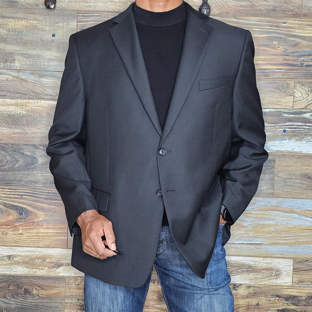 Joe Joseph Abboud Custom Made 100% Wool Black Bla… - image 1